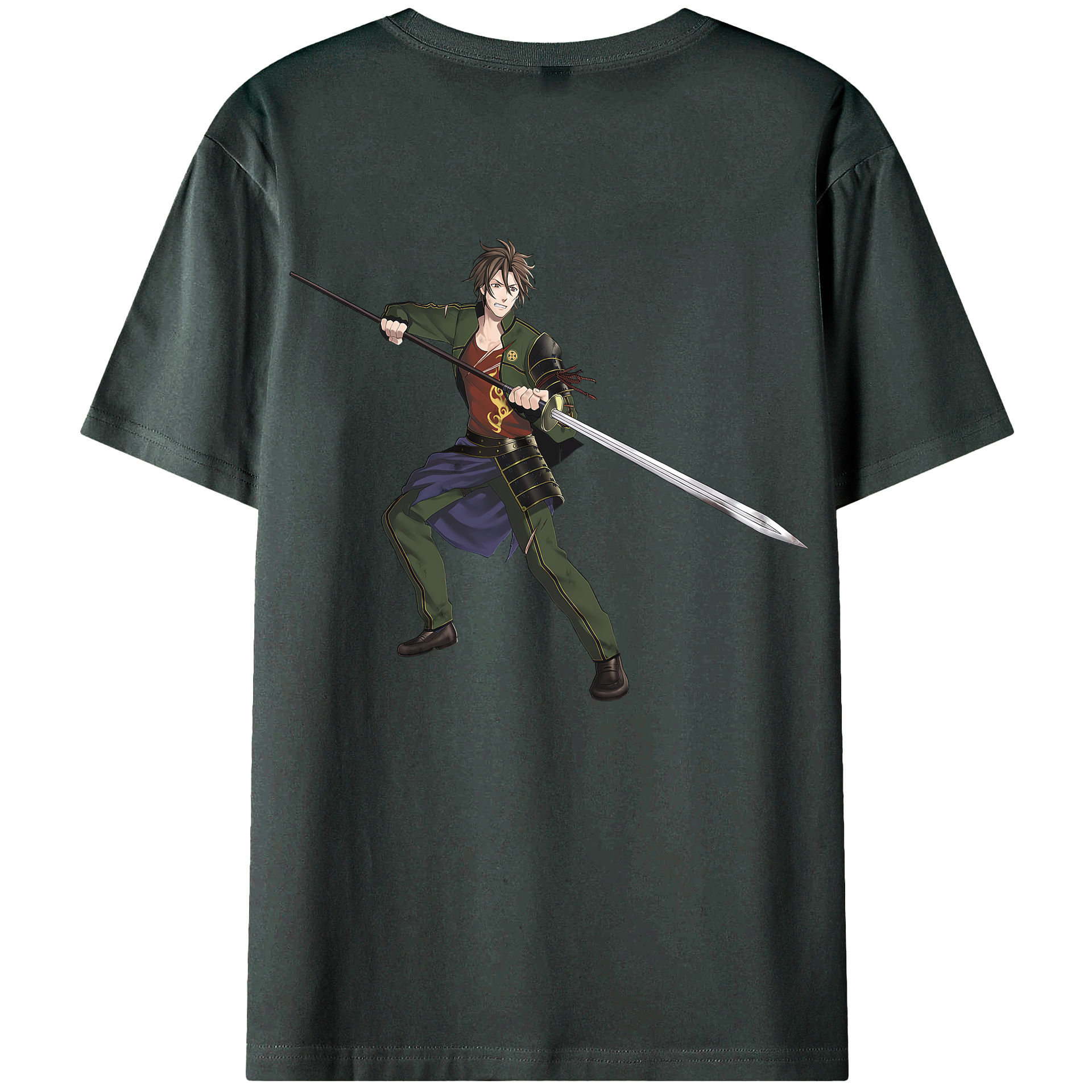 （画像用） 刀剣乱舞 Touken Ranbu 綿100％ メンズ半袖Tシャツ（バックプリント） 通気性